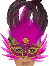 Bright Pink Feathered Eyemask - Pink