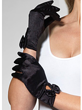 Short Satin Gloves - Black