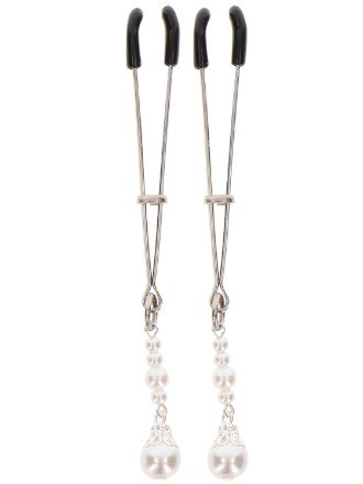 Pinças para Mamilos com Pérolas Prateadas