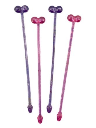 Pauzinho para misturar cocktails em forma de pénis - 4 unidades
